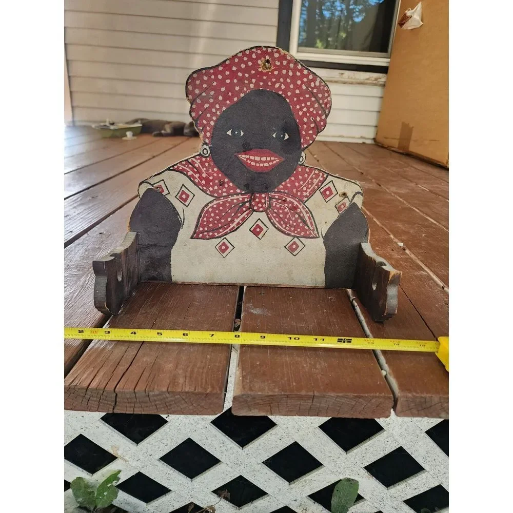 Antique Mammy Wooden Paper Towel Holder RARE